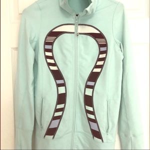 Lululemon Zip Sweater in Light Teal Blue (Size 6).